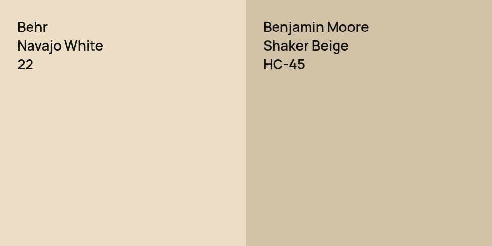 Behr Navajo White vs. Benjamin Moore Shaker Beige