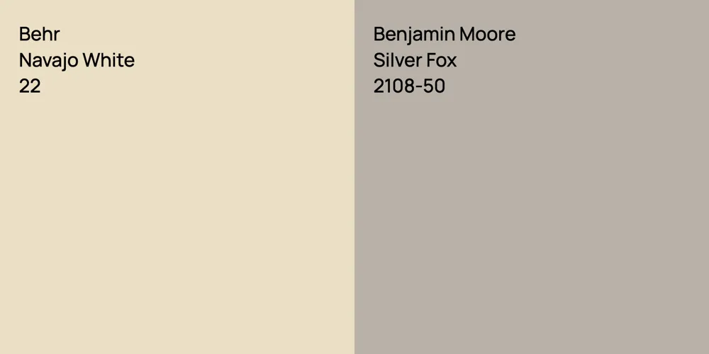 Behr Navajo White vs. Benjamin Moore Silver Fox