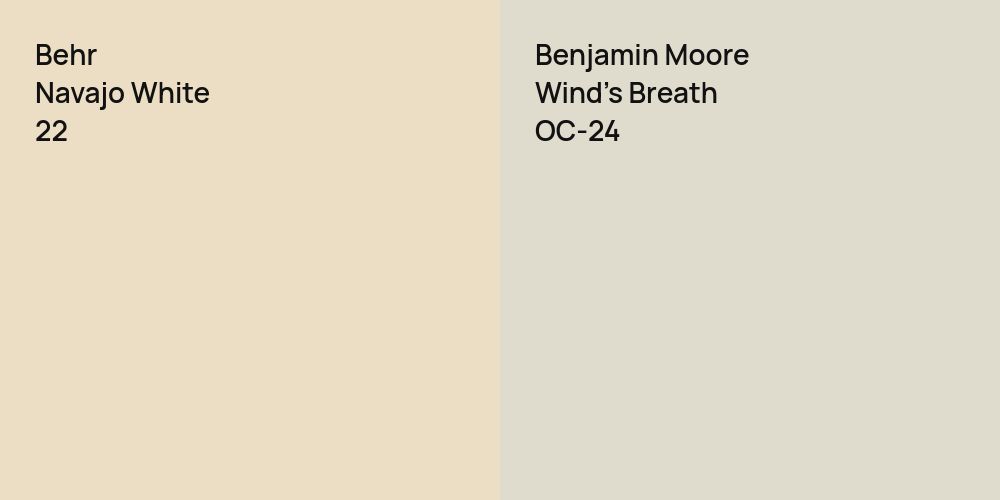 Behr Navajo White vs. Benjamin Moore Wind's Breath