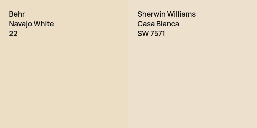 Behr Navajo White vs. Sherwin Williams Casa Blanca