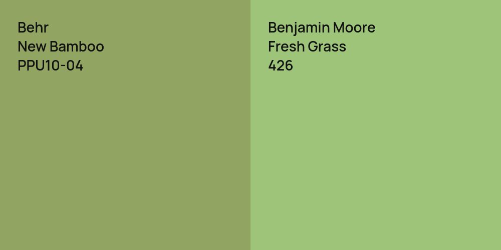 Behr New Bamboo vs. Benjamin Moore Fresh Grass