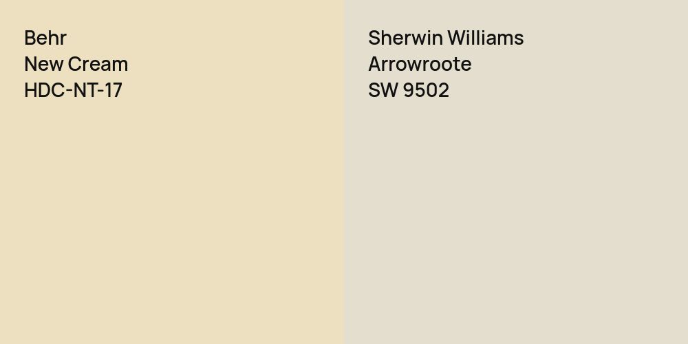 Behr New Cream vs. Sherwin Williams Arrowroote