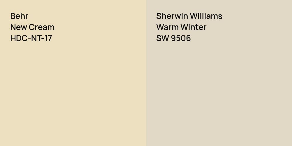 Behr New Cream vs. Sherwin Williams Warm Winter