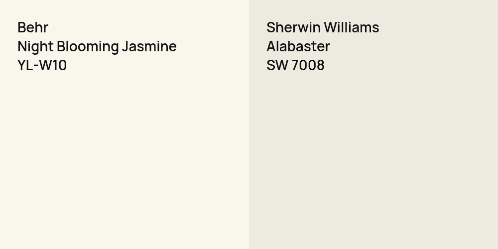 Behr Night Blooming Jasmine vs. Sherwin Williams Alabaster