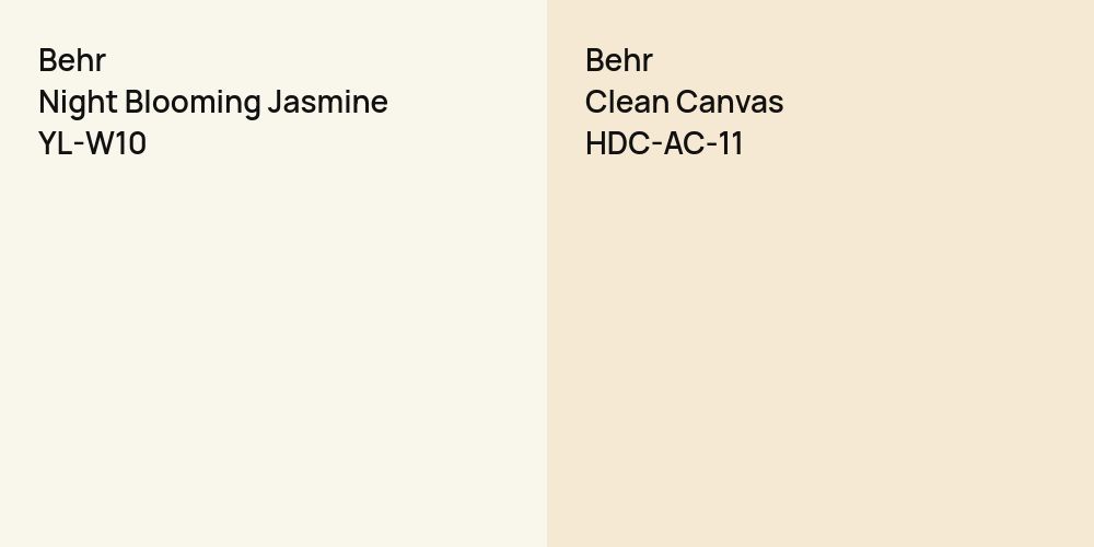 Behr Night Blooming Jasmine vs. Behr Clean Canvas