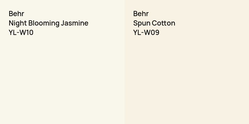 Behr Night Blooming Jasmine vs. Behr Spun Cotton