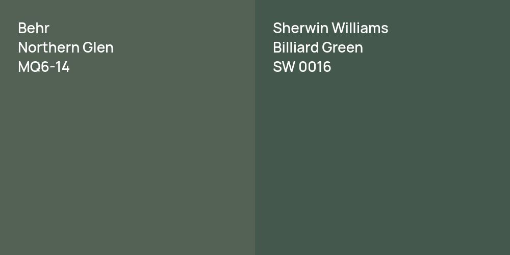 Behr Northern Glen vs. Sherwin Williams Billiard Green