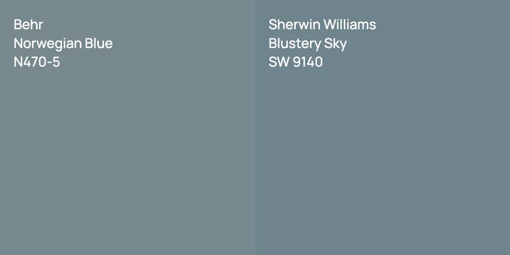 Behr Norwegian Blue vs. Sherwin Williams Blustery Sky