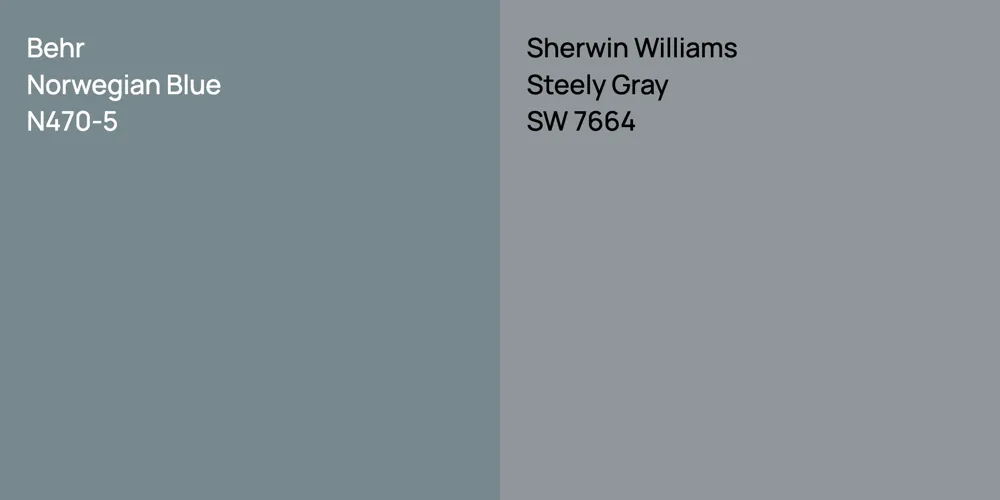 Behr Norwegian Blue vs. Sherwin Williams Steely Gray