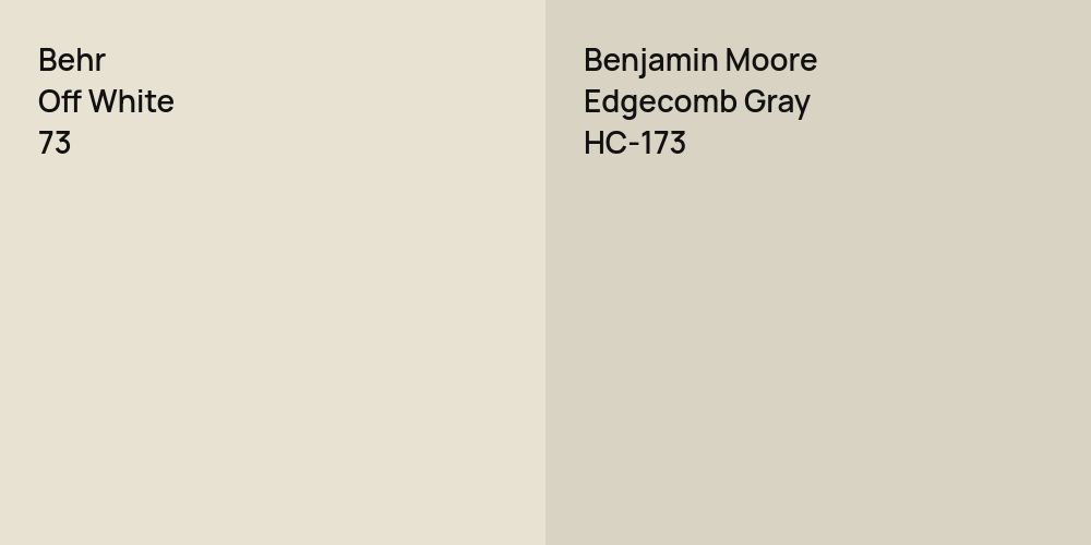 Behr Off White vs. Benjamin Moore Edgecomb Gray