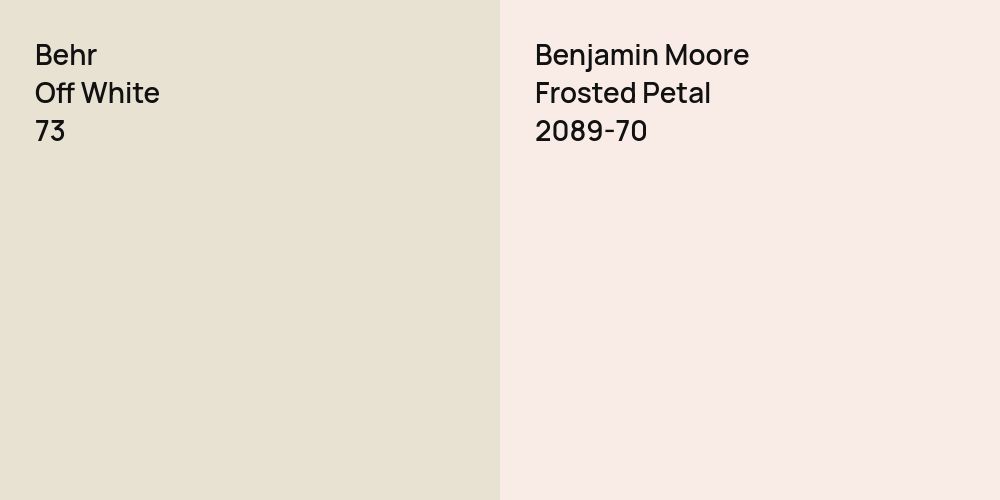 Behr Off White vs. Benjamin Moore Frosted Petal