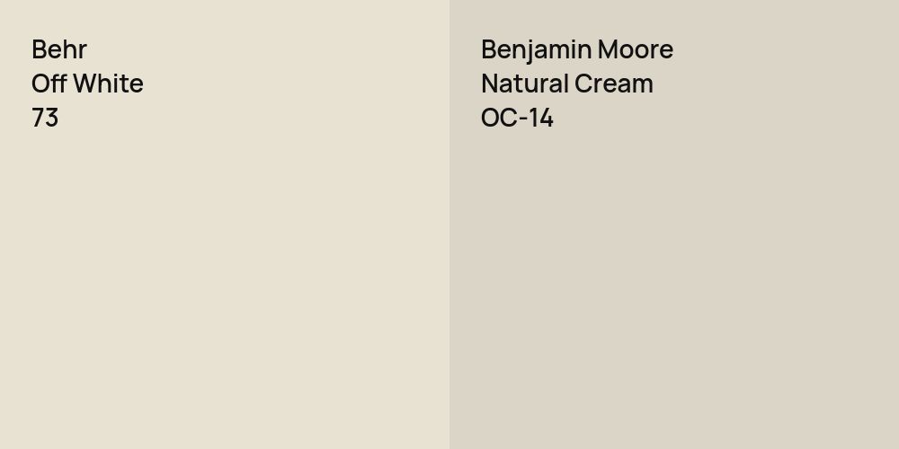 Behr Off White vs. Benjamin Moore Natural Cream