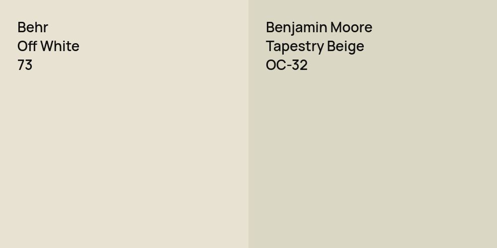 Behr Off White vs. Benjamin Moore Tapestry Beige