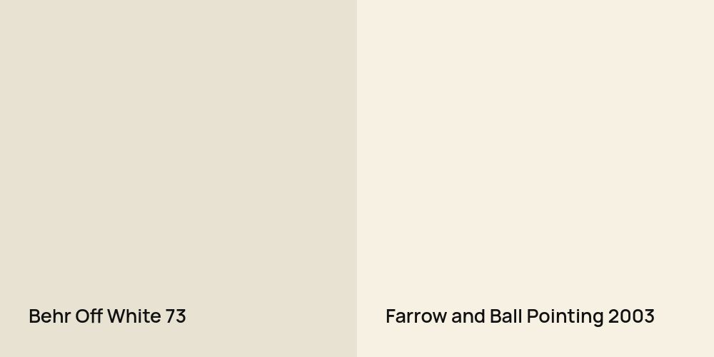 Behr Off White vs. Farrow and Ball Pointing