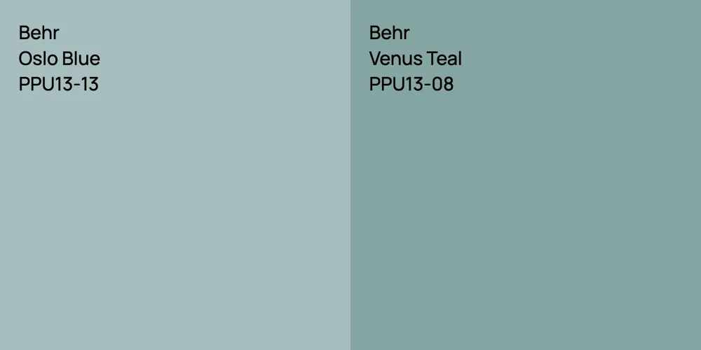 Behr Oslo Blue vs. Behr Venus Teal