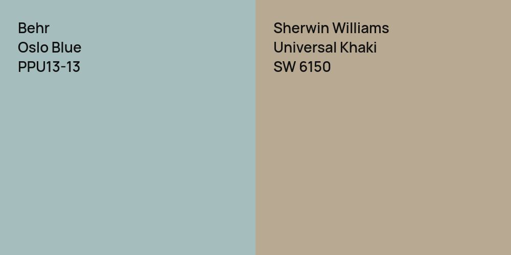 Behr Oslo Blue vs. Sherwin Williams Universal Khaki