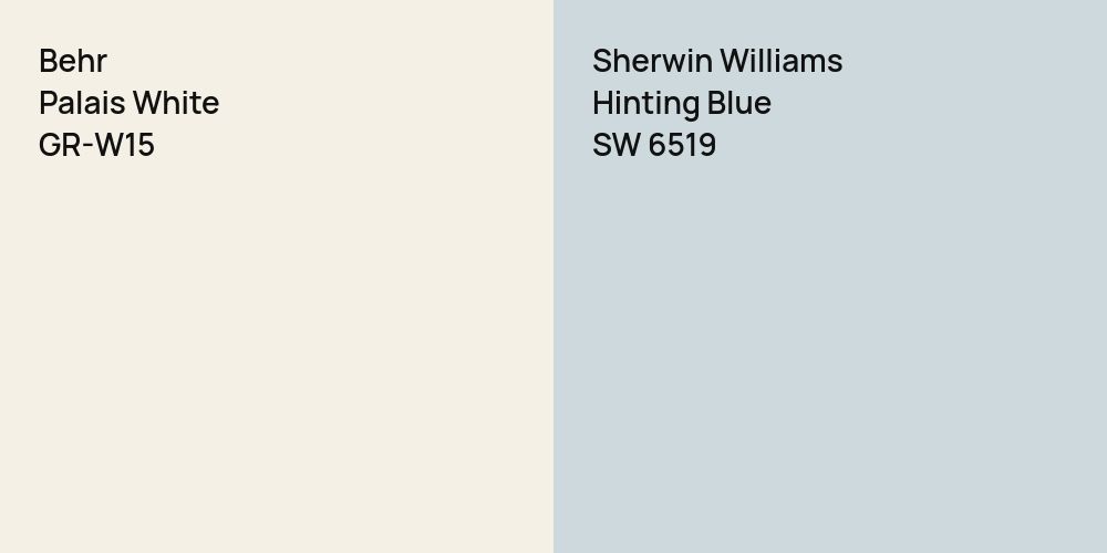 Behr Palais White vs. Sherwin Williams Hinting Blue