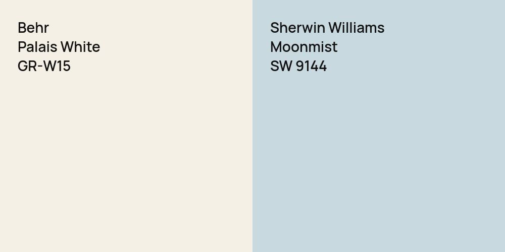 Behr Palais White vs. Sherwin Williams Moonmist