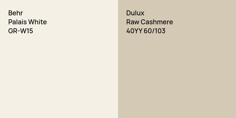 Behr Palais White vs. Dulux Raw Cashmere