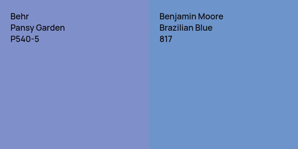 Behr Pansy Garden vs. Benjamin Moore Brazilian Blue