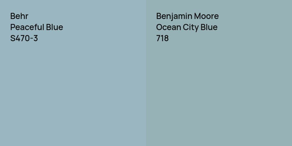 Behr Peaceful Blue vs. Benjamin Moore Ocean City Blue