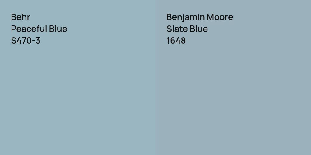 Behr Peaceful Blue vs. Benjamin Moore Slate Blue