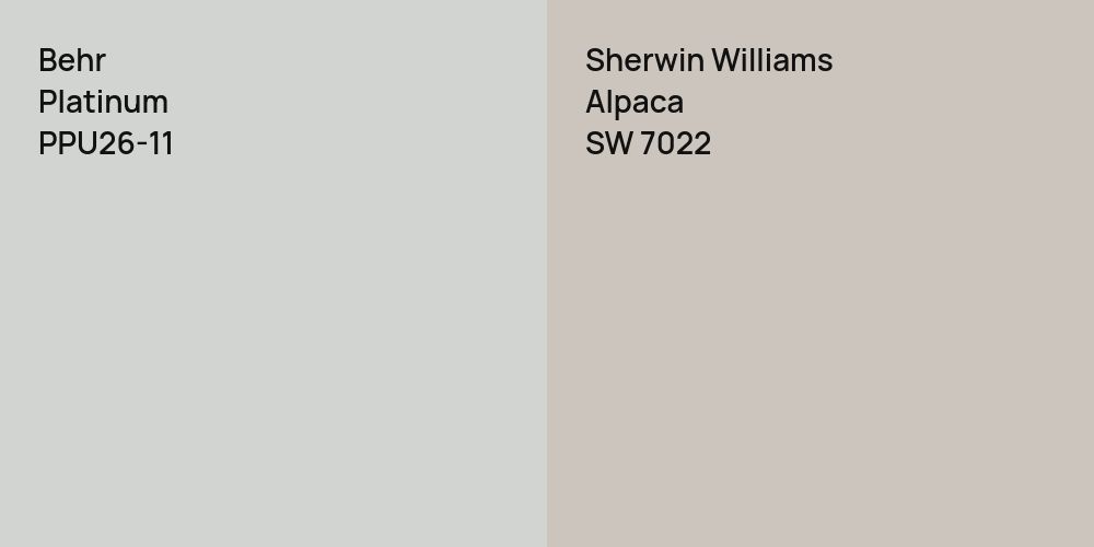 Behr Platinum vs. Sherwin Williams Alpaca