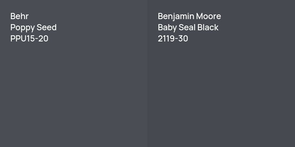 Behr Poppy Seed vs. Benjamin Moore Baby Seal Black