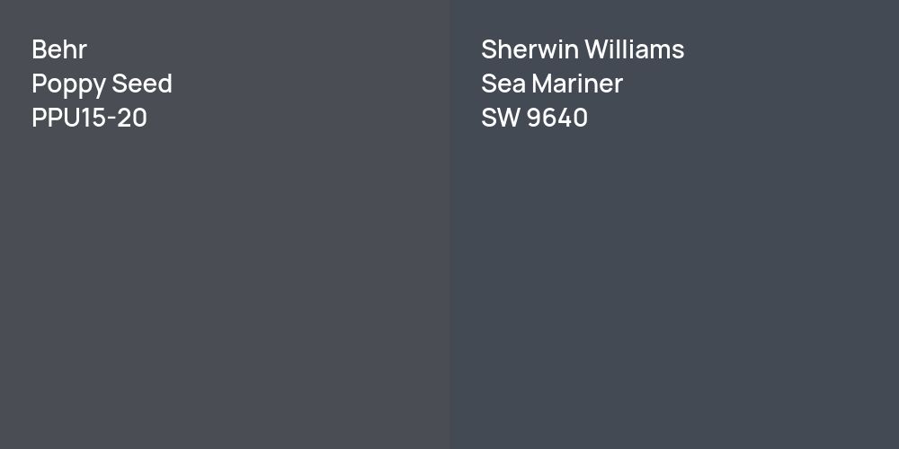 Behr Poppy Seed vs. Sherwin Williams Sea Mariner