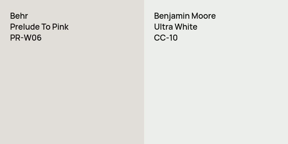 Behr Prelude To Pink vs. Benjamin Moore Ultra White