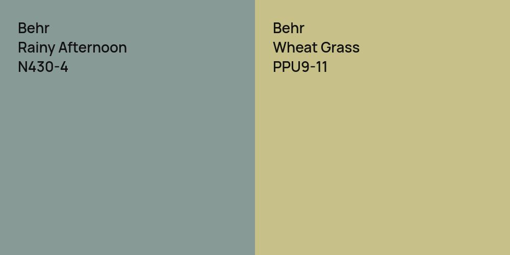 Behr Rainy Afternoon vs. Behr Wheat Grass