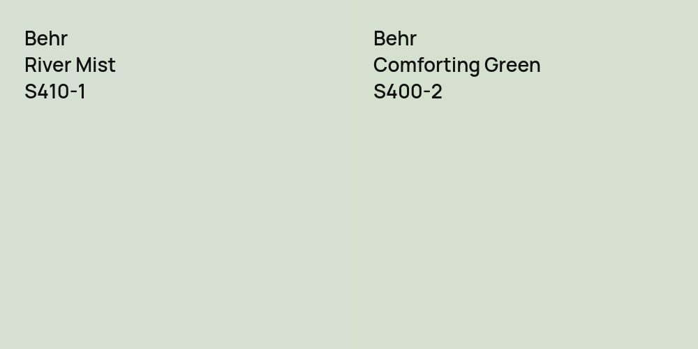 Behr River Mist vs. Behr Comforting Green