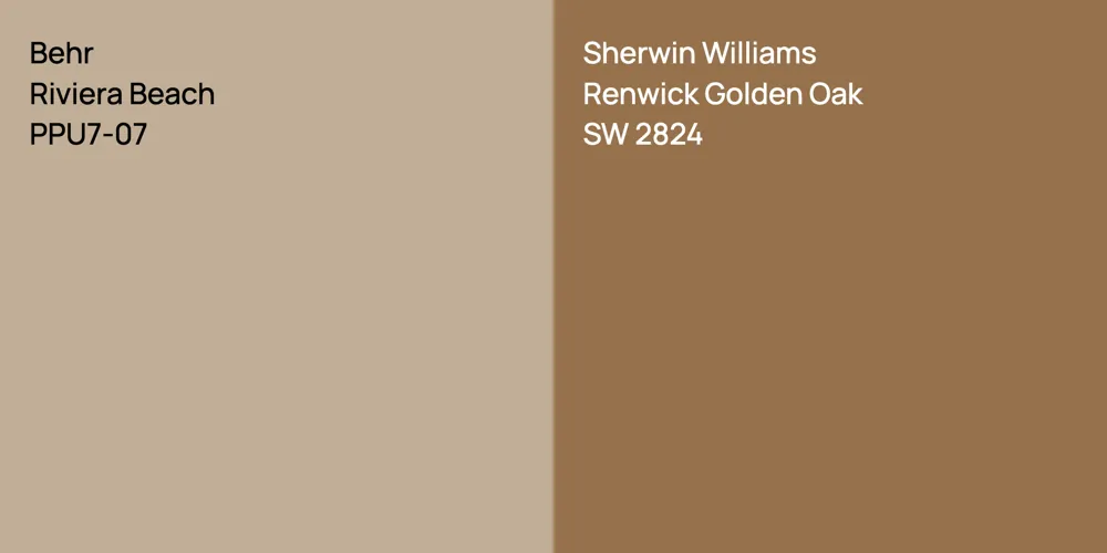 Behr Riviera Beach vs. Sherwin Williams Renwick Golden Oak