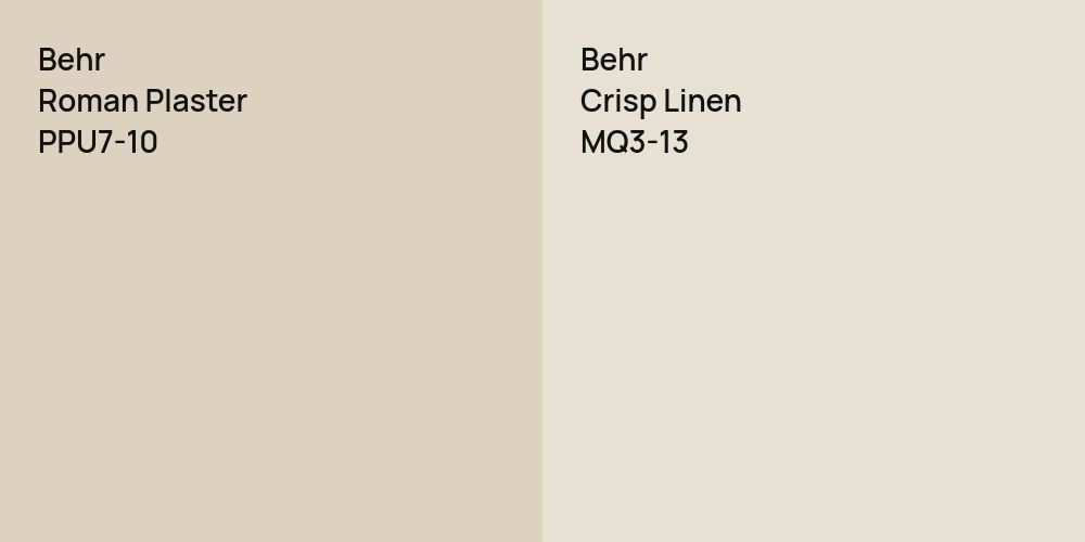 Behr Roman Plaster vs. Behr Crisp Linen