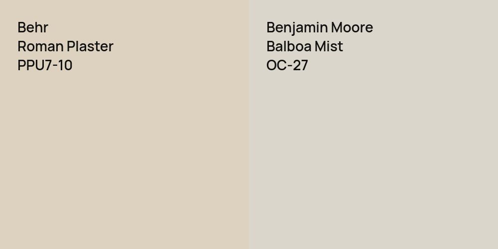 Behr Roman Plaster vs. Benjamin Moore Balboa Mist