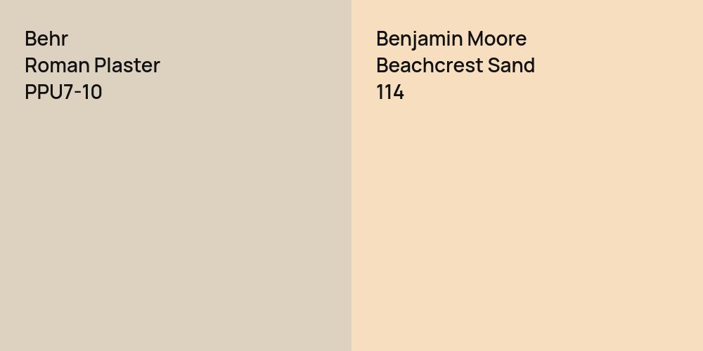 Behr Roman Plaster vs. Benjamin Moore Beachcrest Sand