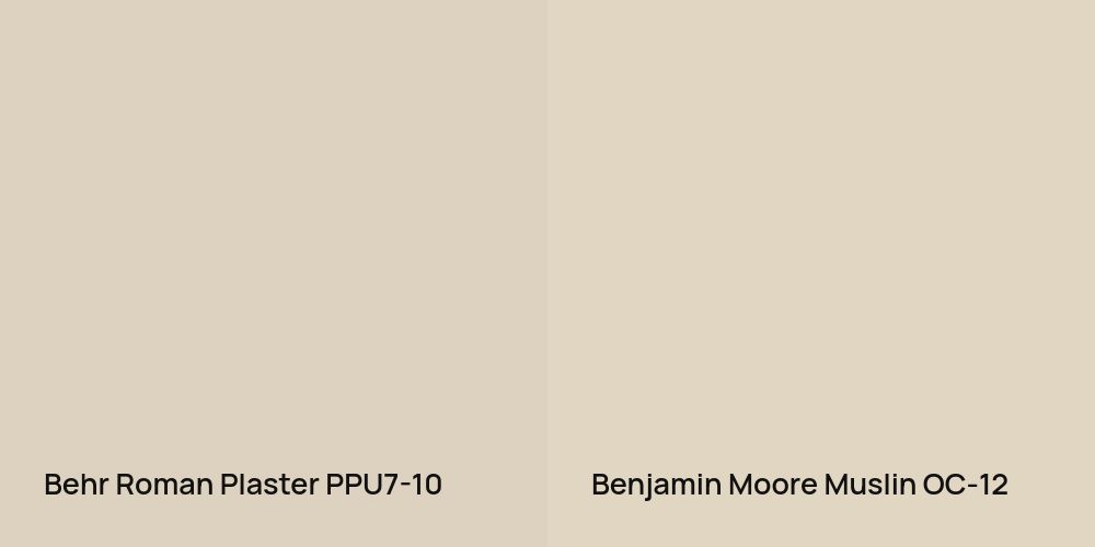 Behr Roman Plaster vs. Benjamin Moore Muslin