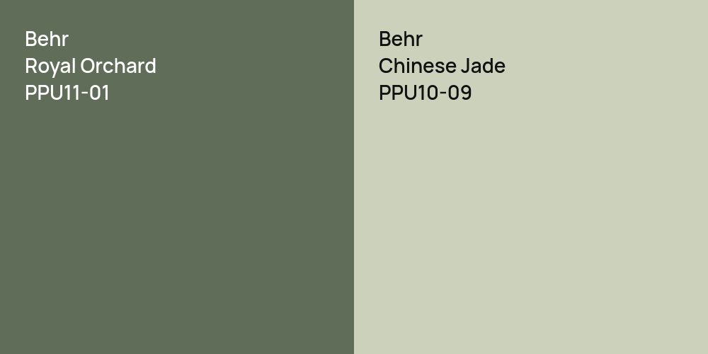 Behr Royal Orchard vs. Behr Chinese Jade