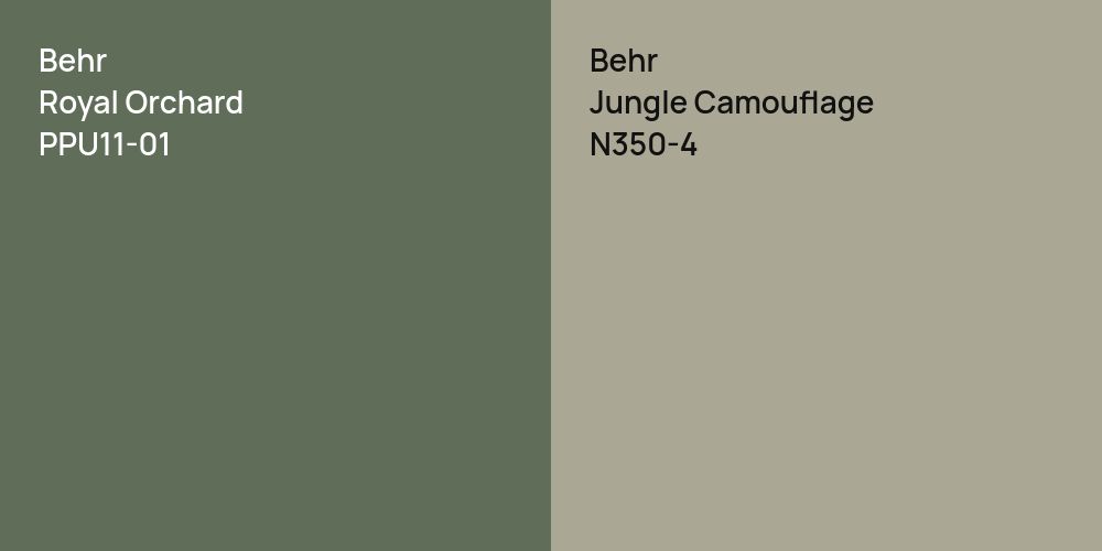 Behr Royal Orchard vs. Behr Jungle Camouflage