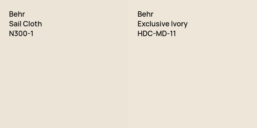 Behr Sail Cloth vs. Behr Exclusive Ivory