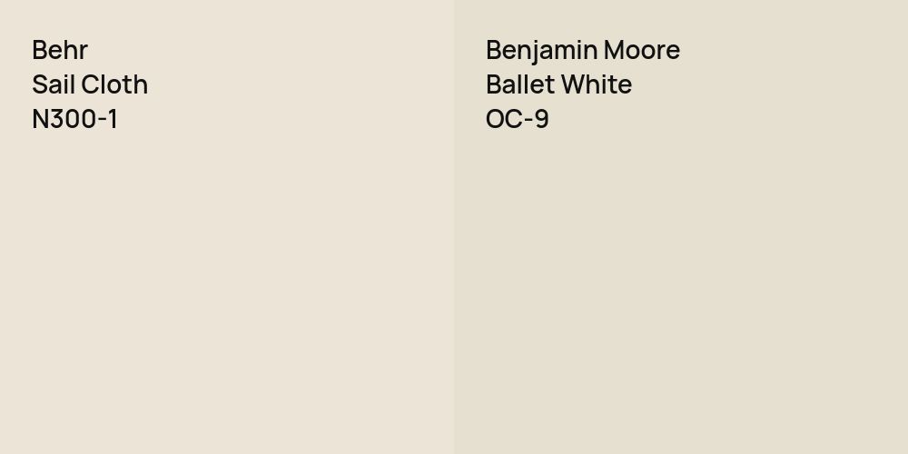 Behr Sail Cloth vs. Benjamin Moore Ballet White