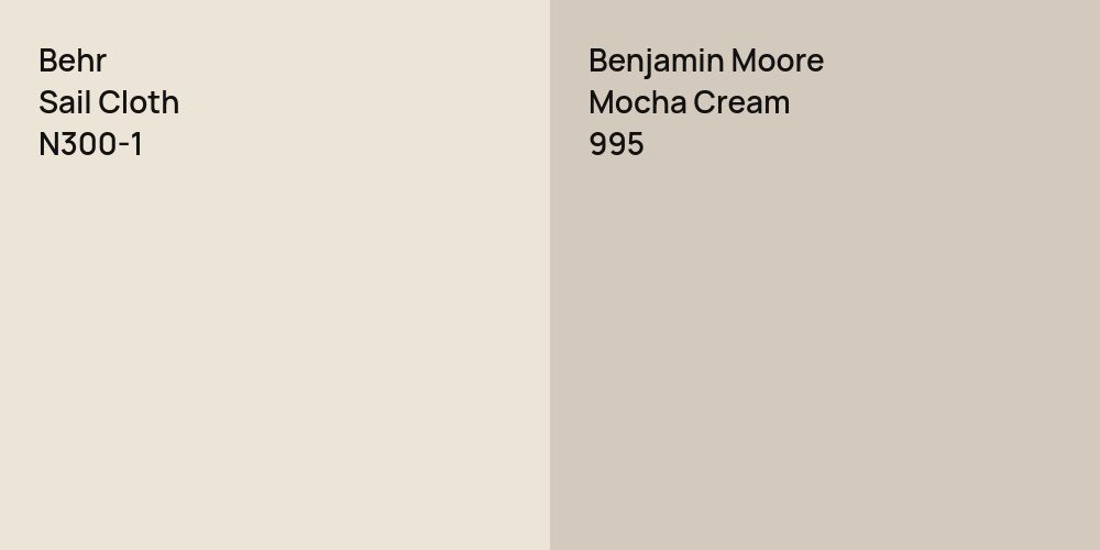 Behr Sail Cloth vs. Benjamin Moore Mocha Cream