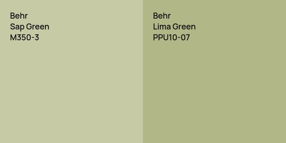 Behr Sap Green vs. Behr Lima Green