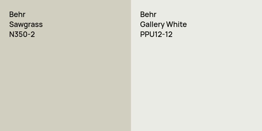 Behr Sawgrass vs. Behr Gallery White comparison