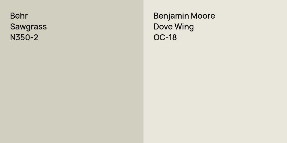 Behr Sawgrass vs. Benjamin Moore Dove Wing