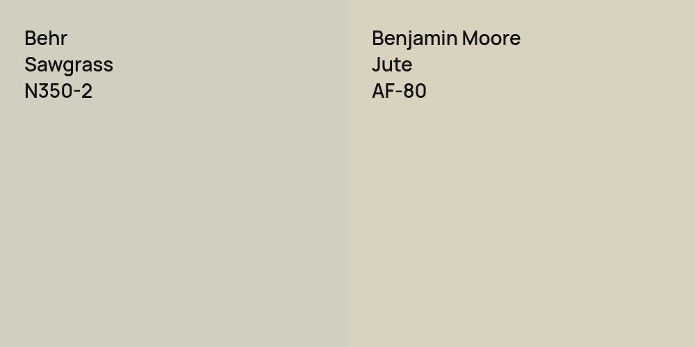 Behr Sawgrass vs. Benjamin Moore Jute