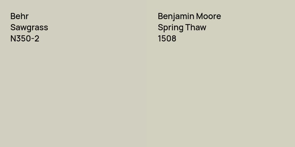 Behr Sawgrass vs. Benjamin Moore Spring Thaw