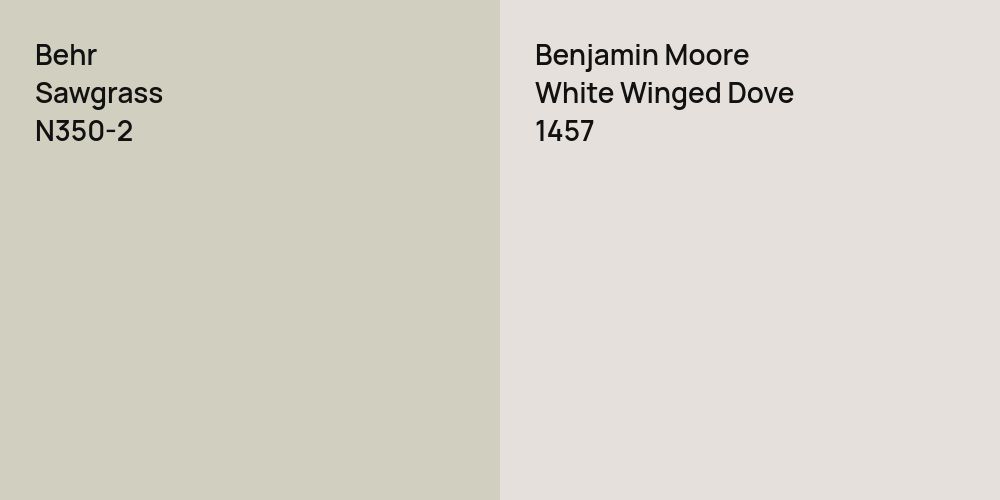 Behr Sawgrass vs. Benjamin Moore White Winged Dove