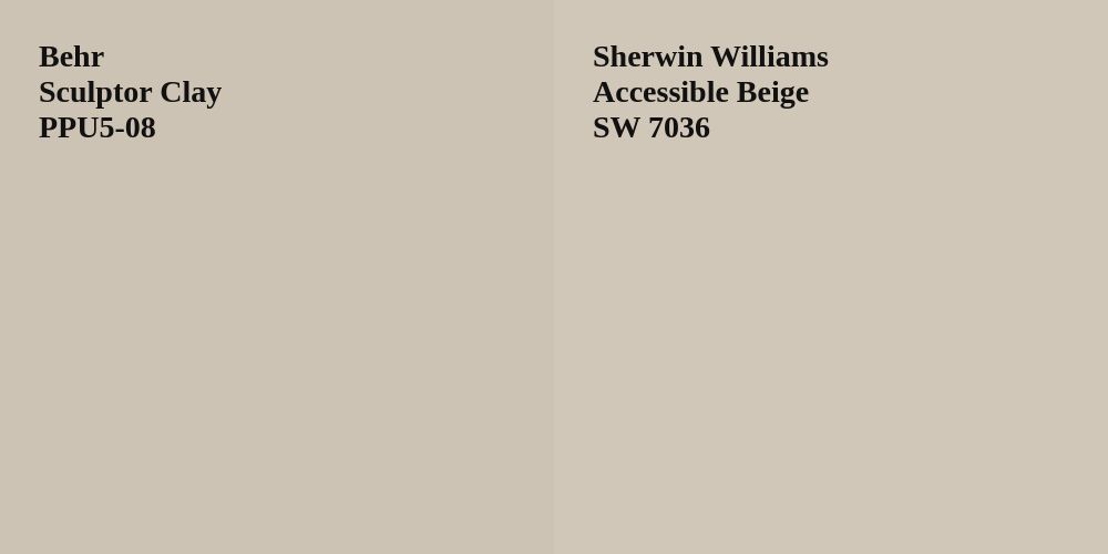 Behr Sculptor Clay vs. Sherwin Williams Accessible Beige