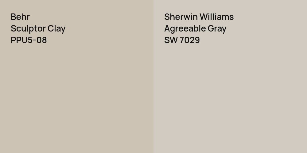 Behr Sculptor Clay vs. Sherwin Williams Agreeable Gray